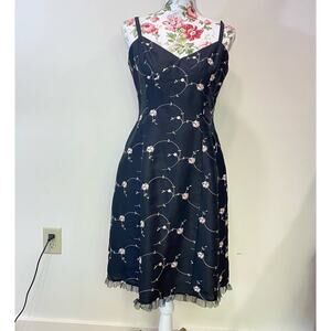 Adriana Black  Silk Flower  Embroidered Midi Dress, Cocktail, Party, Weeding 8